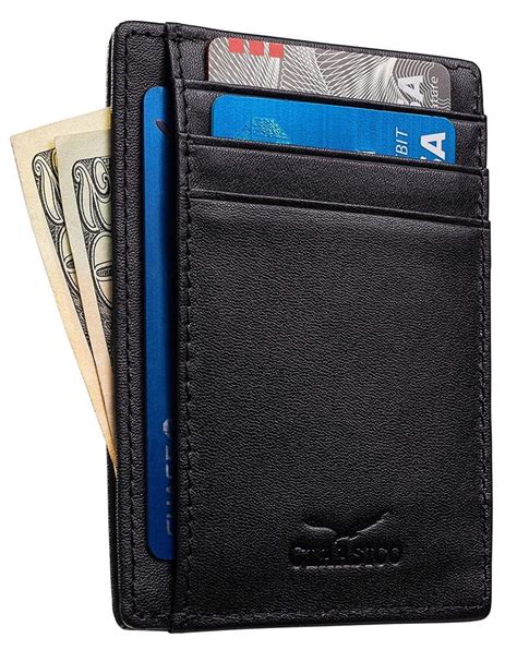 genuine leather rfid blocking card case compact wallet slim|thin leather wallet reviews.